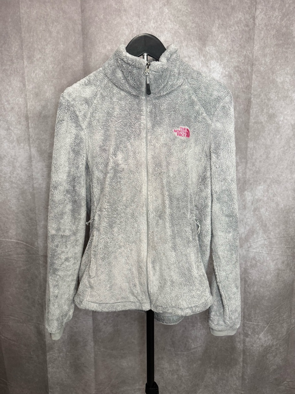 The North Face Gray Fleece Jacket with Breast Cancer Awareness Logo